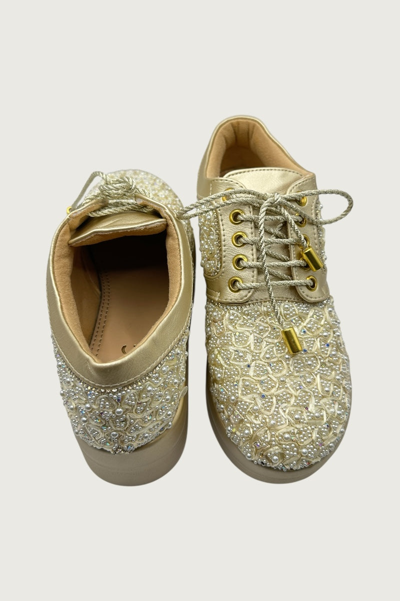Royal Pearl Embellished Sneakers
