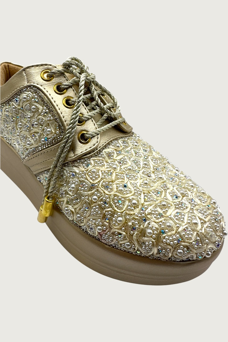 Royal Pearl Embellished Sneakers