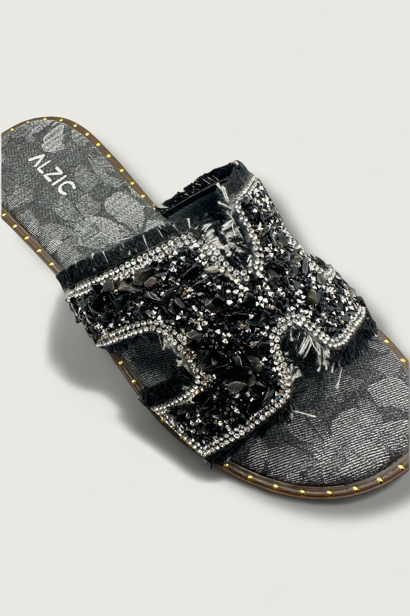 Midnight Glam Denim Flats