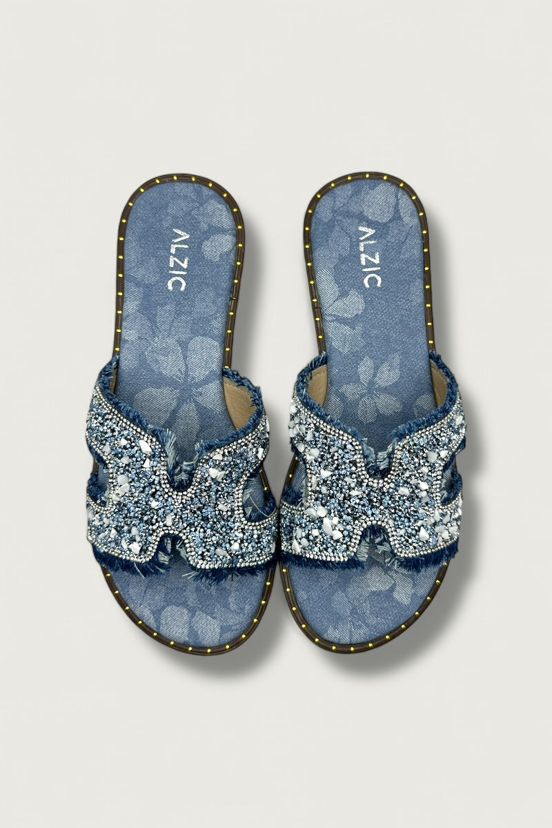 Midnight Glam Denim Flats