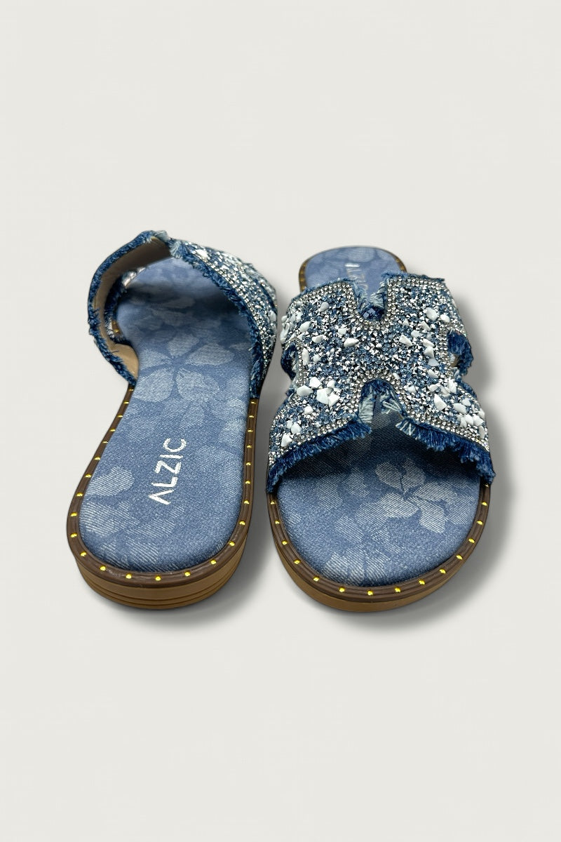 Midnight Glam Denim Flats