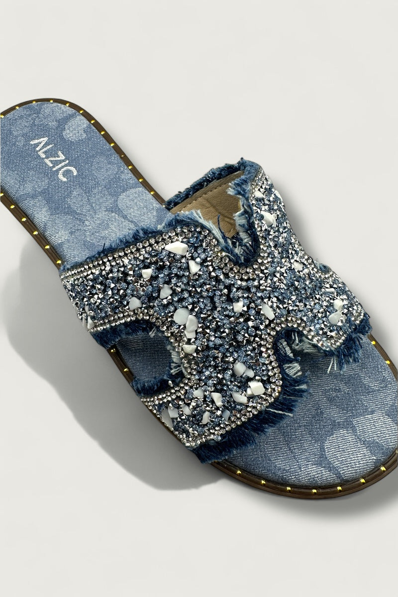 Midnight Glam Denim Flats