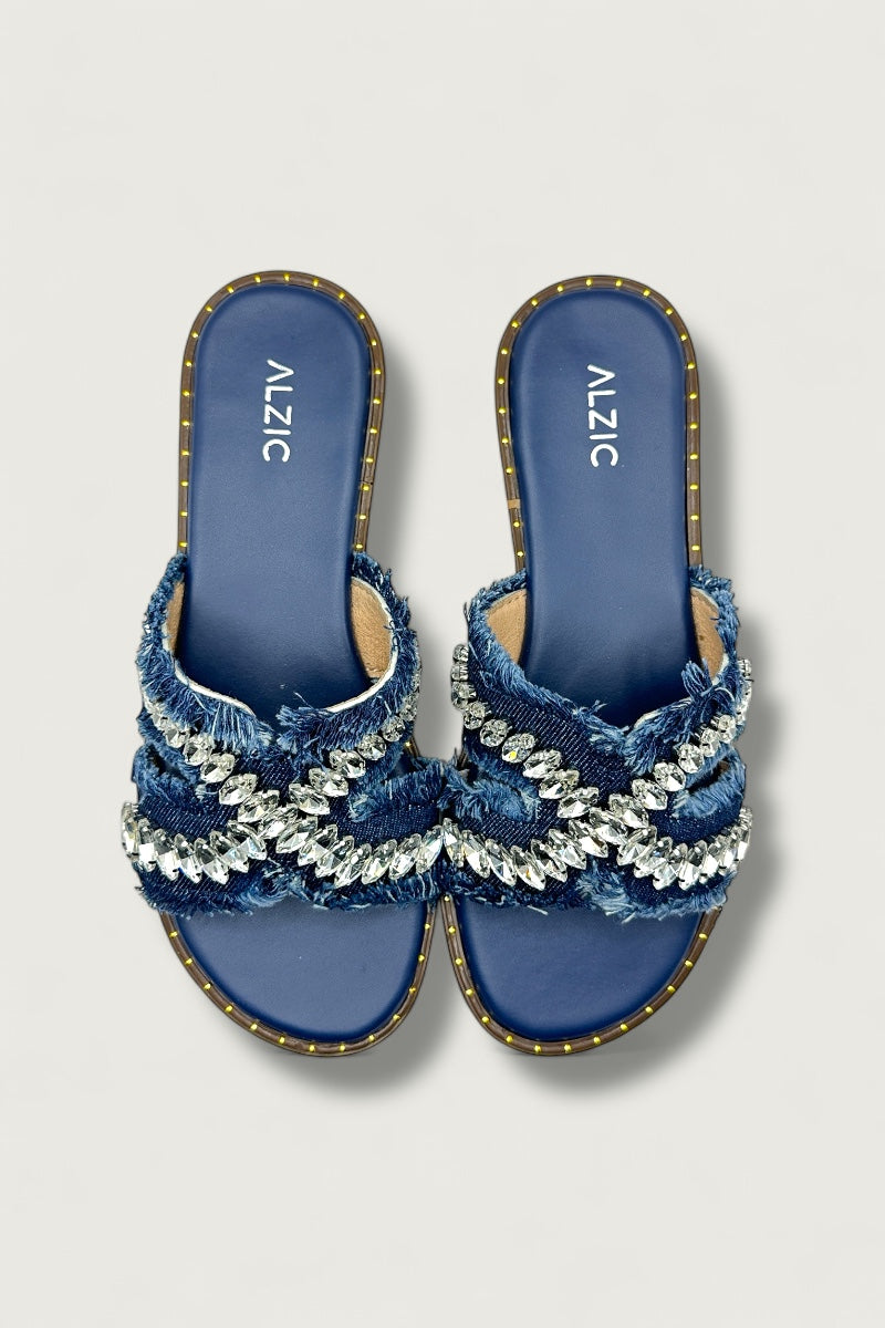 Crystal Cream Fringe Flats