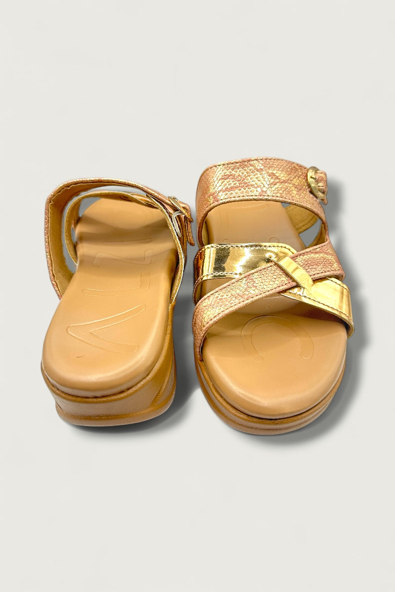 Rosé Luxe Cross-Strap Slides