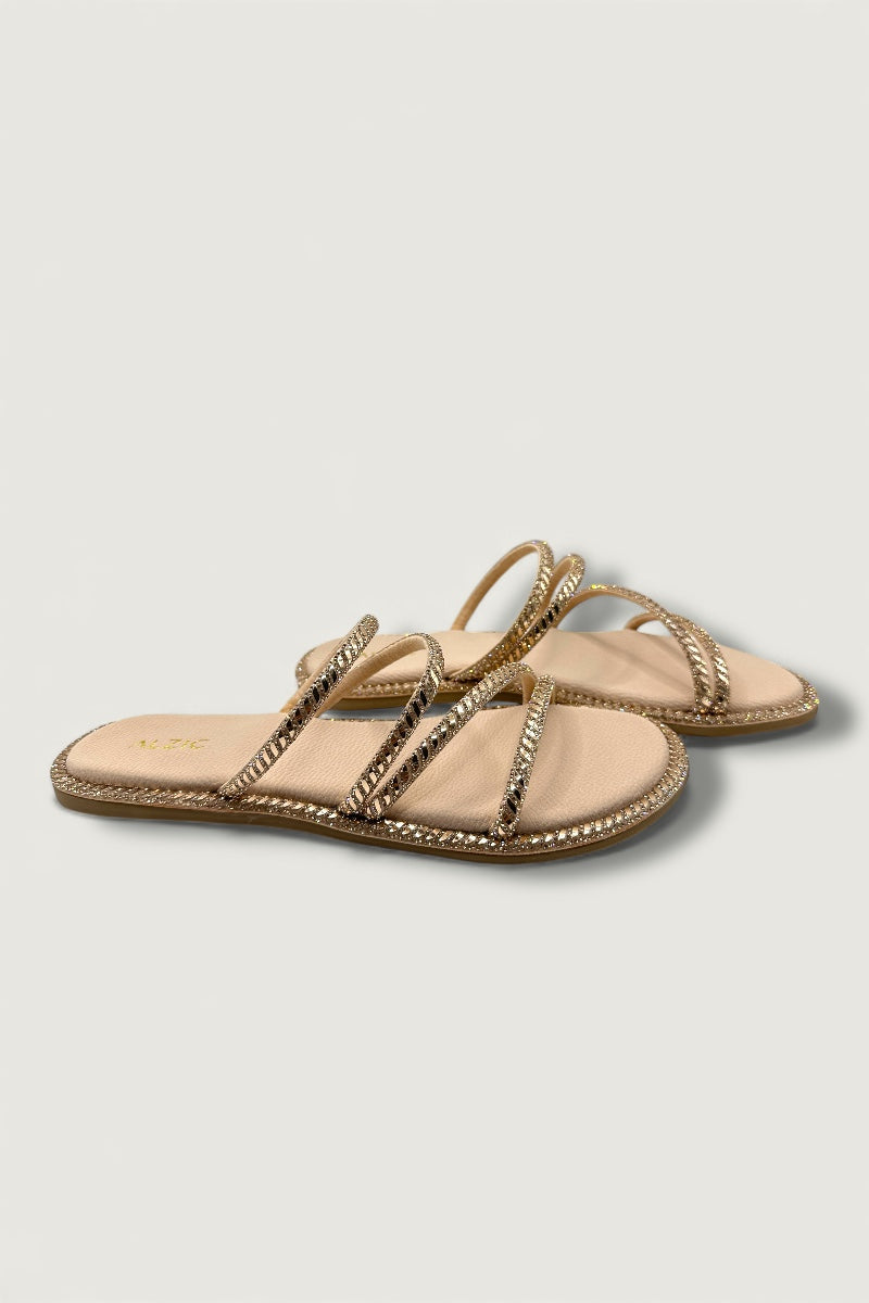Alzic Sparkle-Strap Women’s Rose Gold Flat