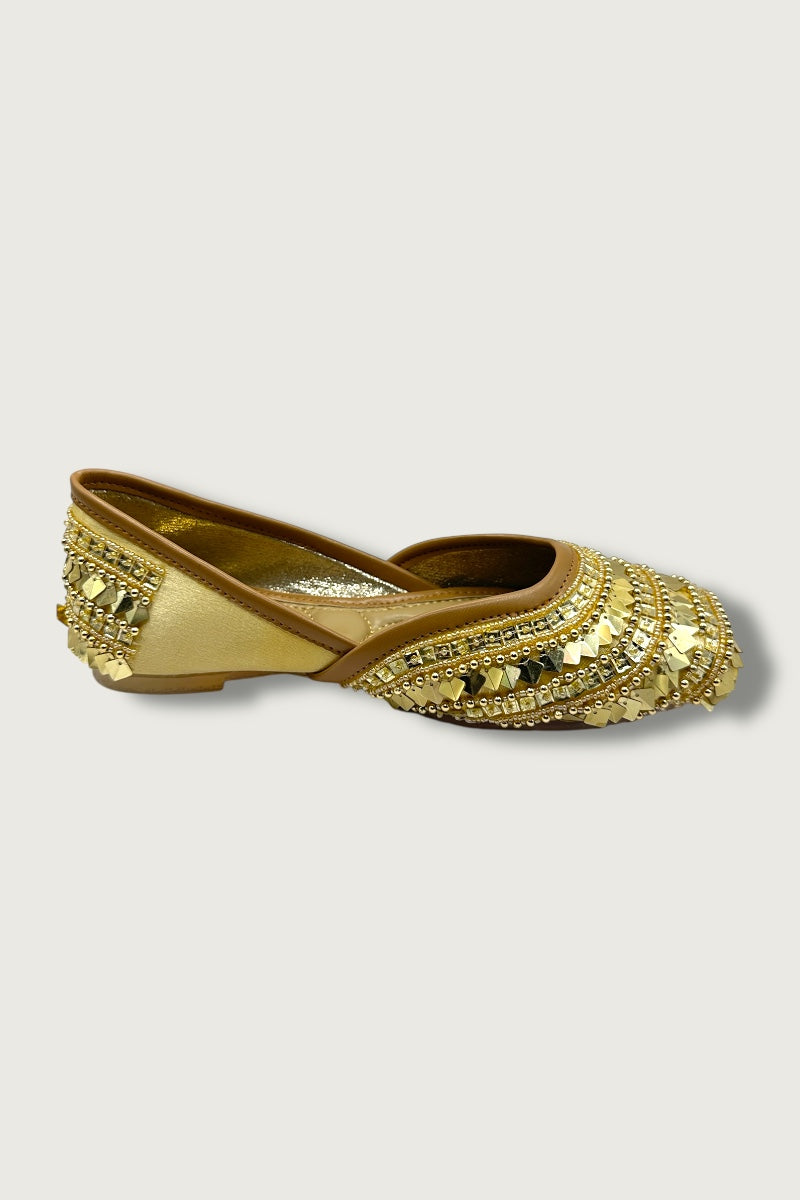 Noor Gold Mirror-Work Juttis