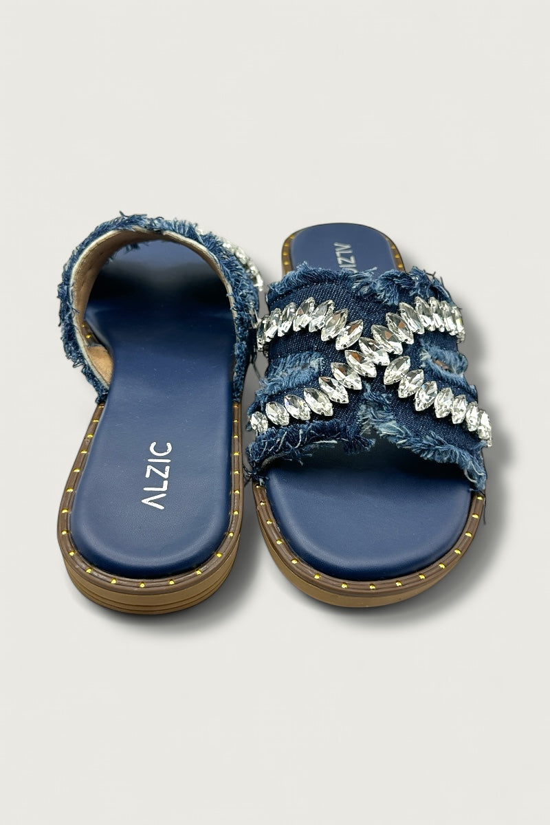 Crystal Cream Fringe Flats