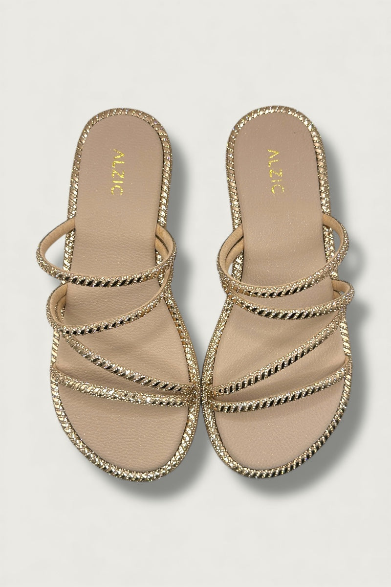 Alzic Sparkle-Strap Women’s Rose Gold Flat