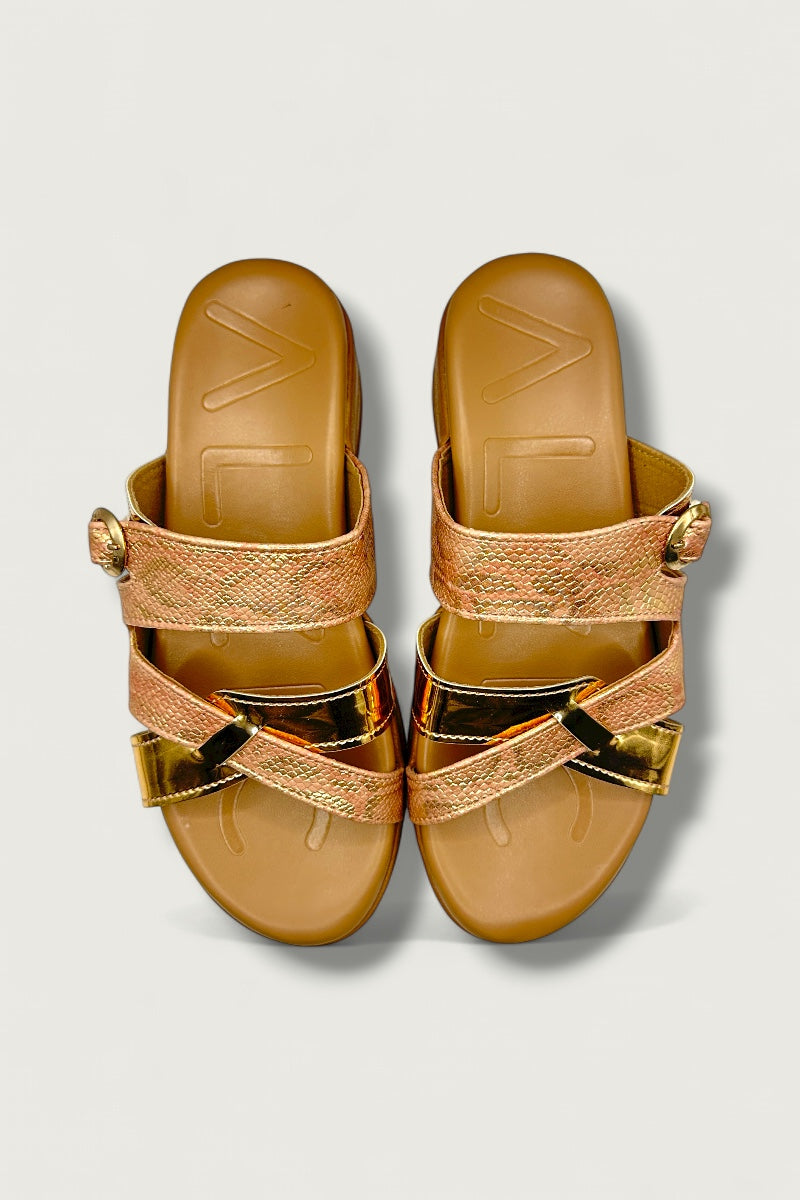 Rosé Luxe Cross-Strap Slides