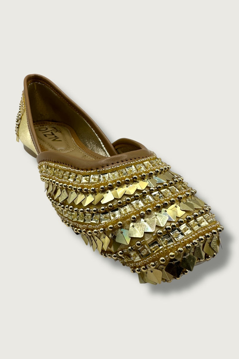 Noor Gold Mirror-Work Juttis