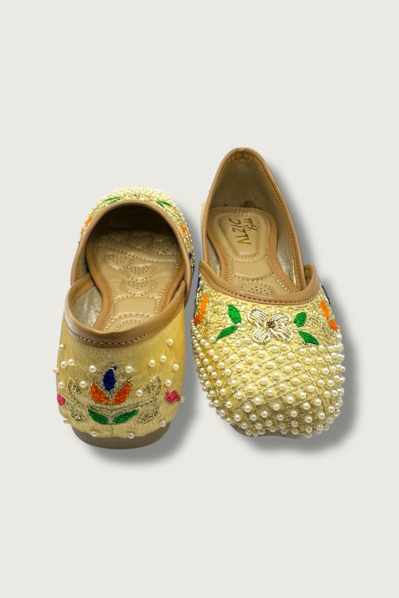 Gold Pearl Embroidered Juttis