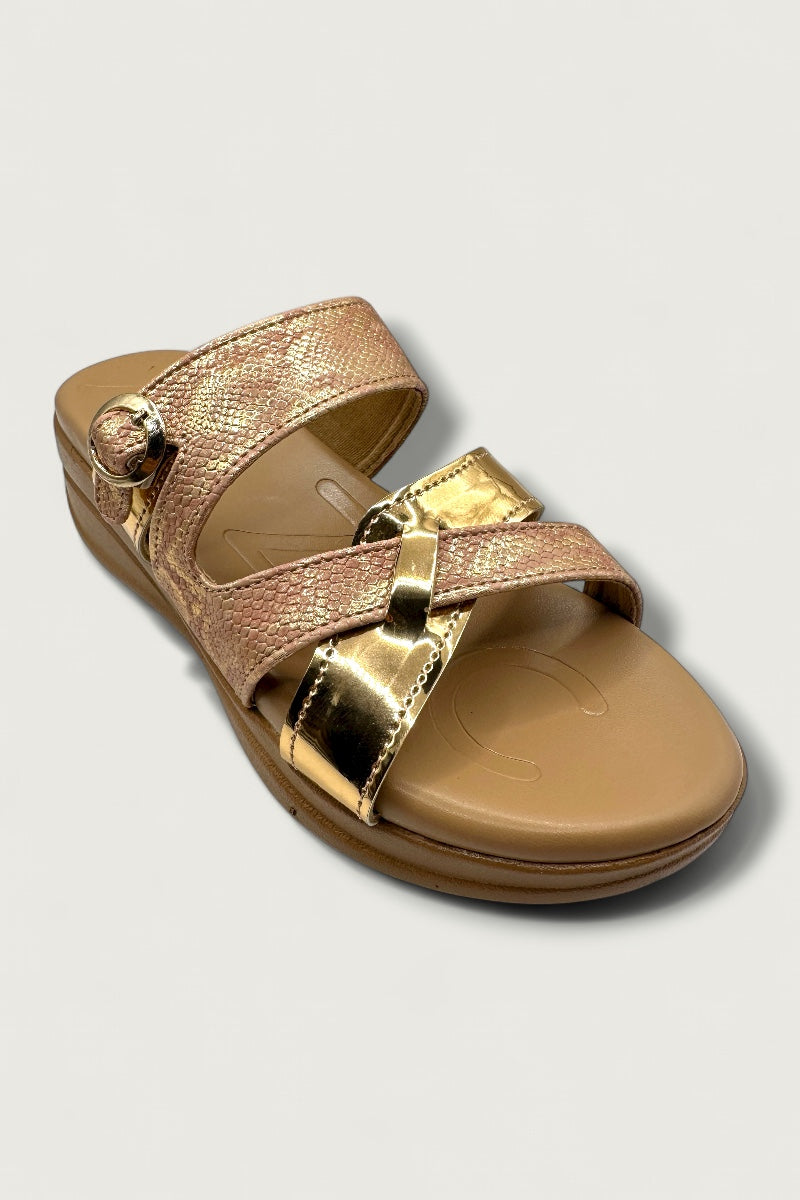 Rosé Luxe Cross-Strap Slides