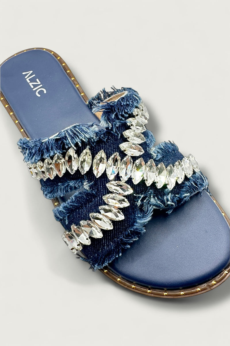 Crystal Cream Fringe Flats