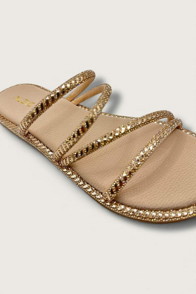 Alzic Sparkle-Strap Women’s Rose Gold Flat