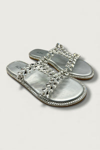 Women’s Silver Embellished Slip-On Flats