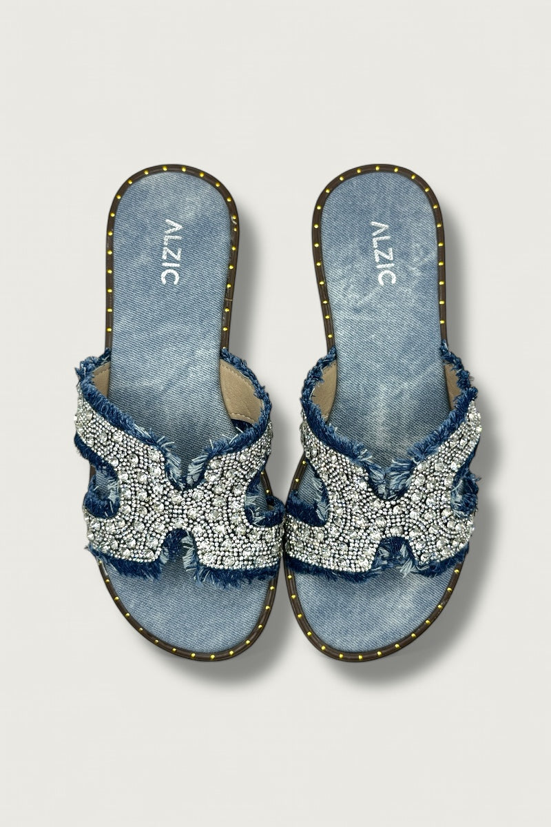 Aura Light Blue Denim Flats
