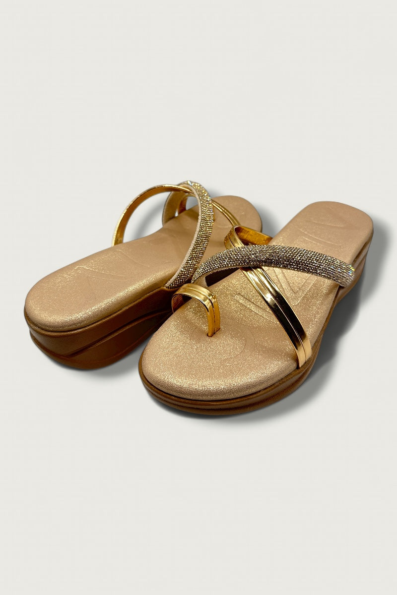 Rose Gold Luxe Crystal Slides
