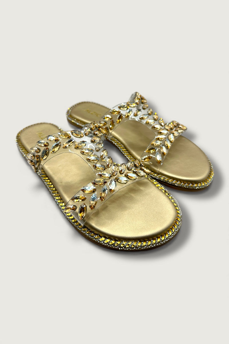 Women’s Golden Embellished Slip-On Flats