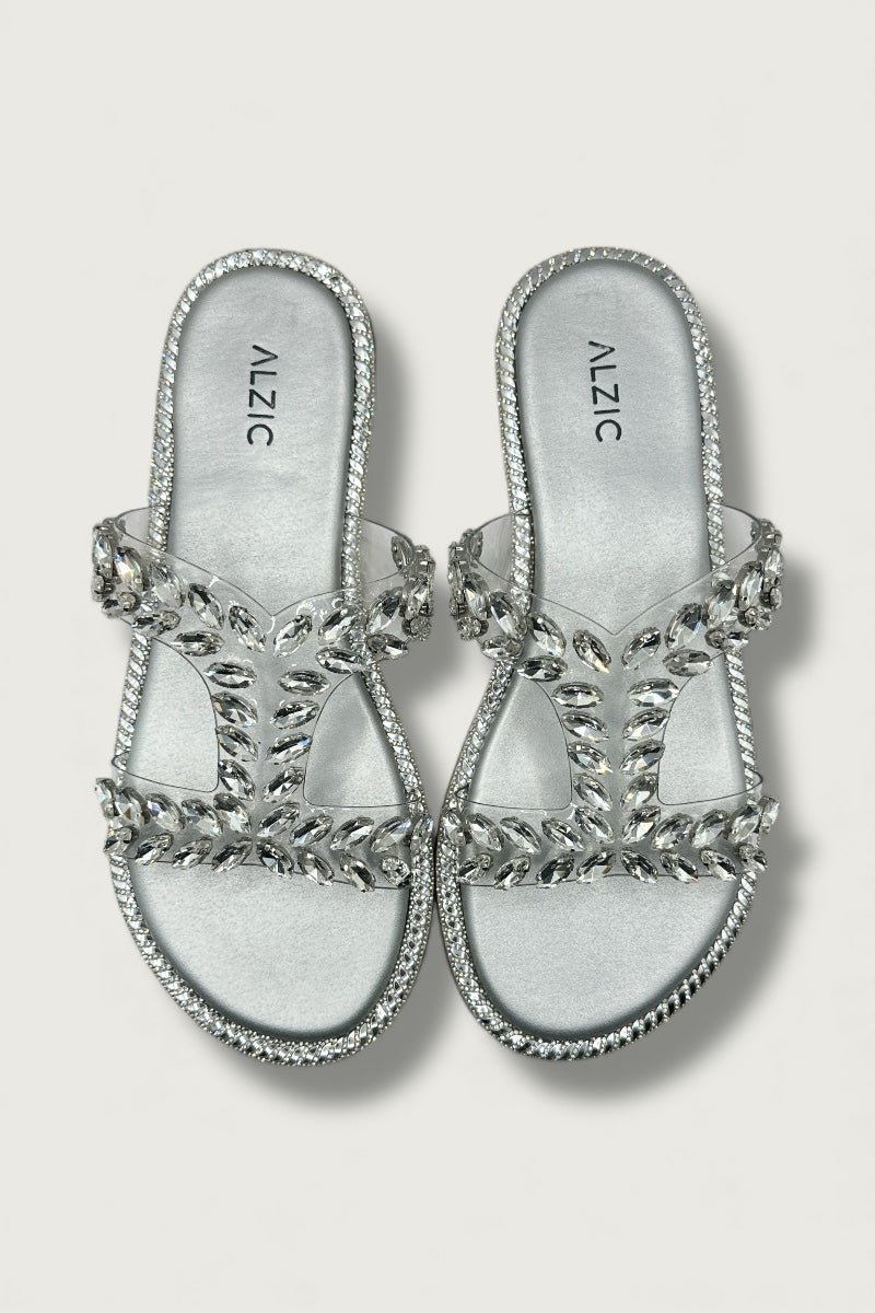 Women’s Silver Embellished Slip-On Flats