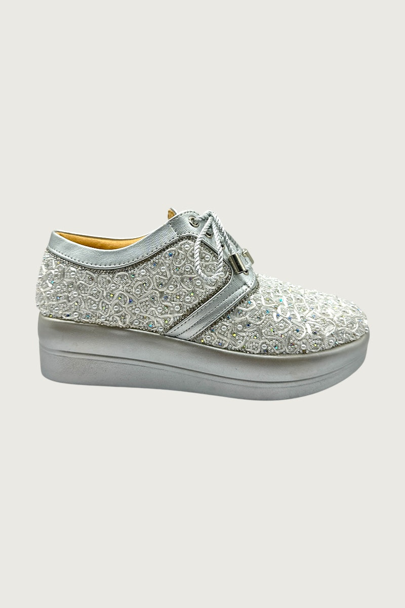 Royal Pearl Embellished Sneakers