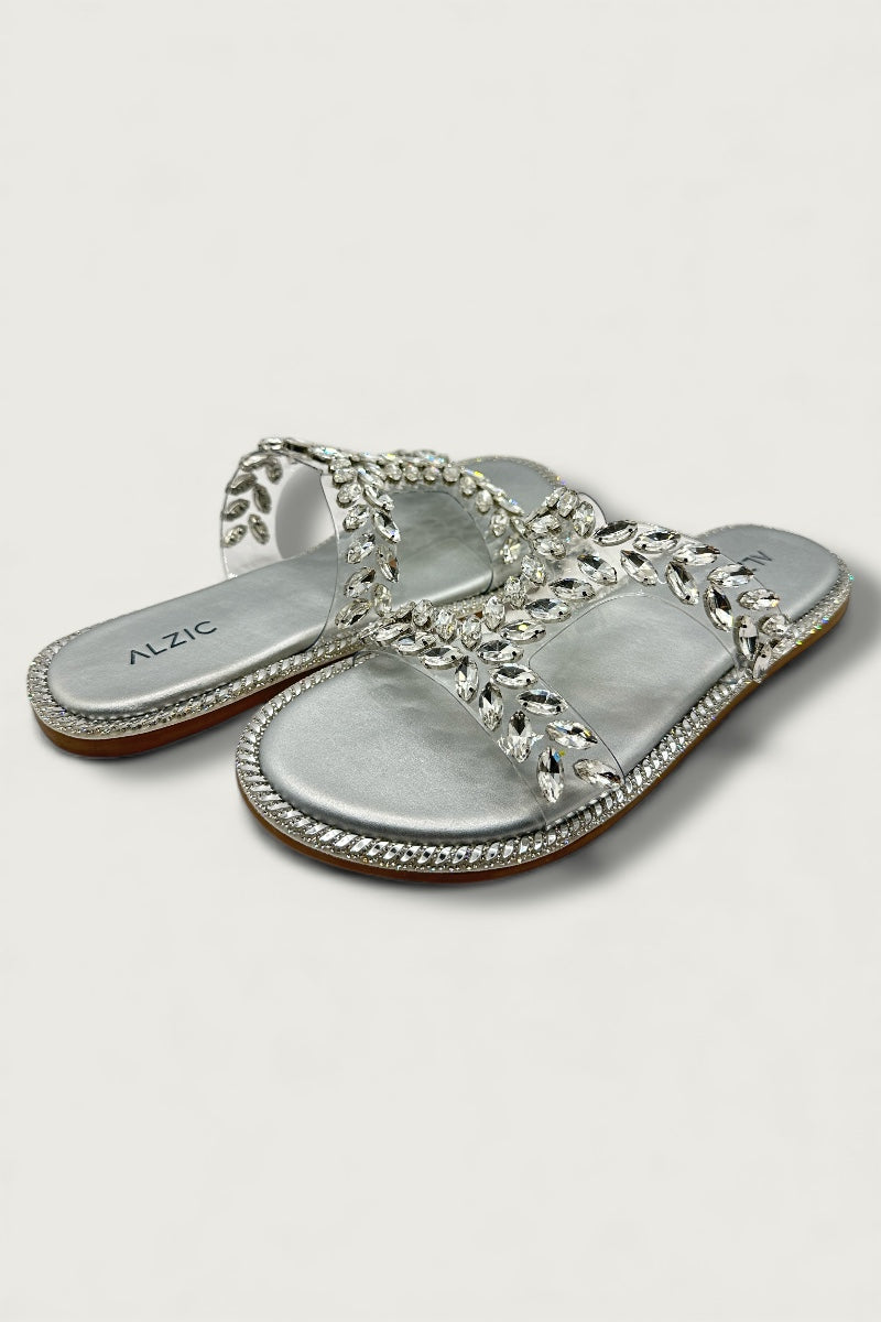 Women’s Silver Embellished Slip-On Flats