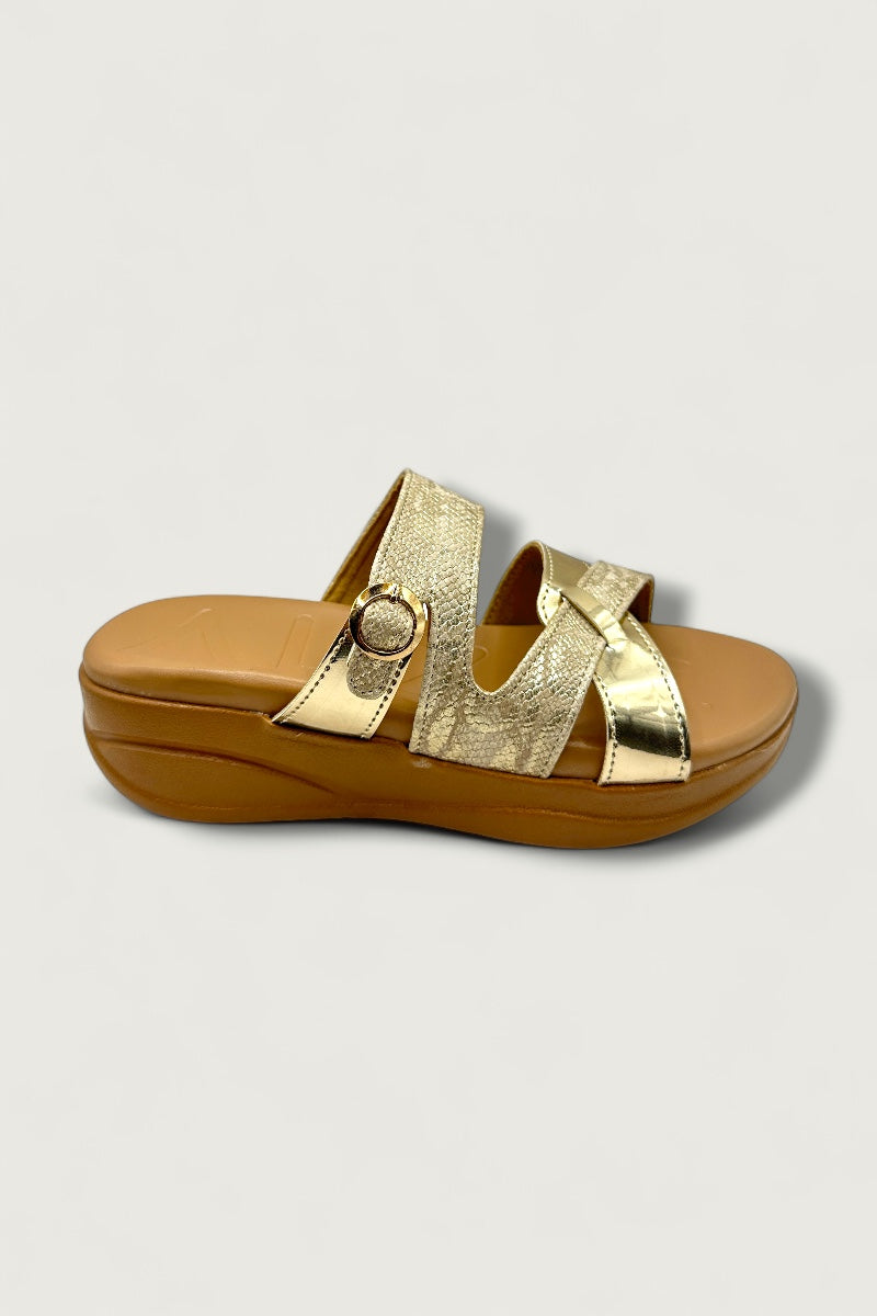 Rosé Luxe Cross-Strap Slides