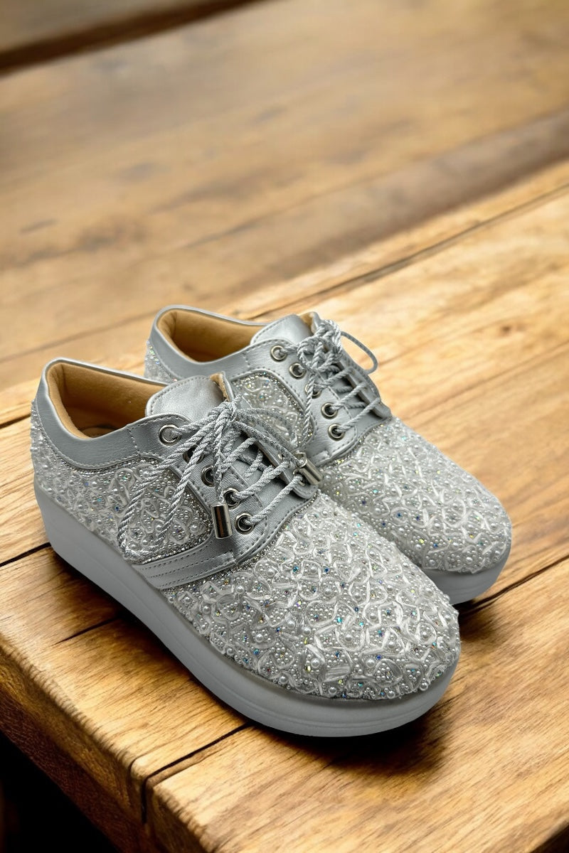 Royal Pearl Embellished Sneakers