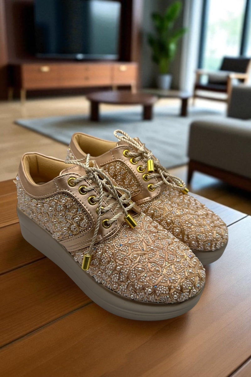 Royal Pearl Embellished Sneakers