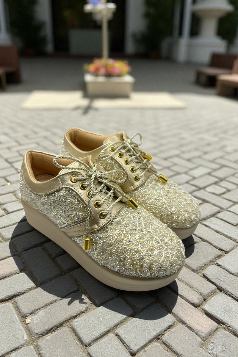 Royal Pearl Embellished Sneakers