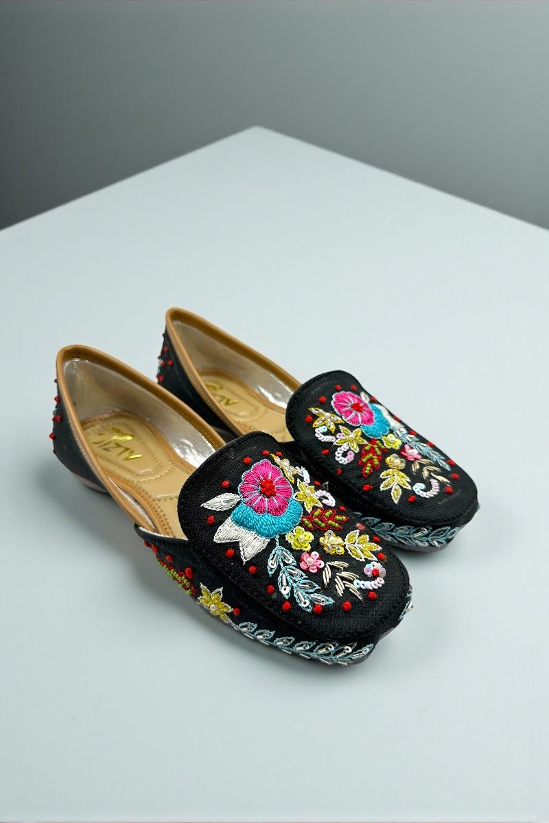 Midnight Black Handcrafted Juttis