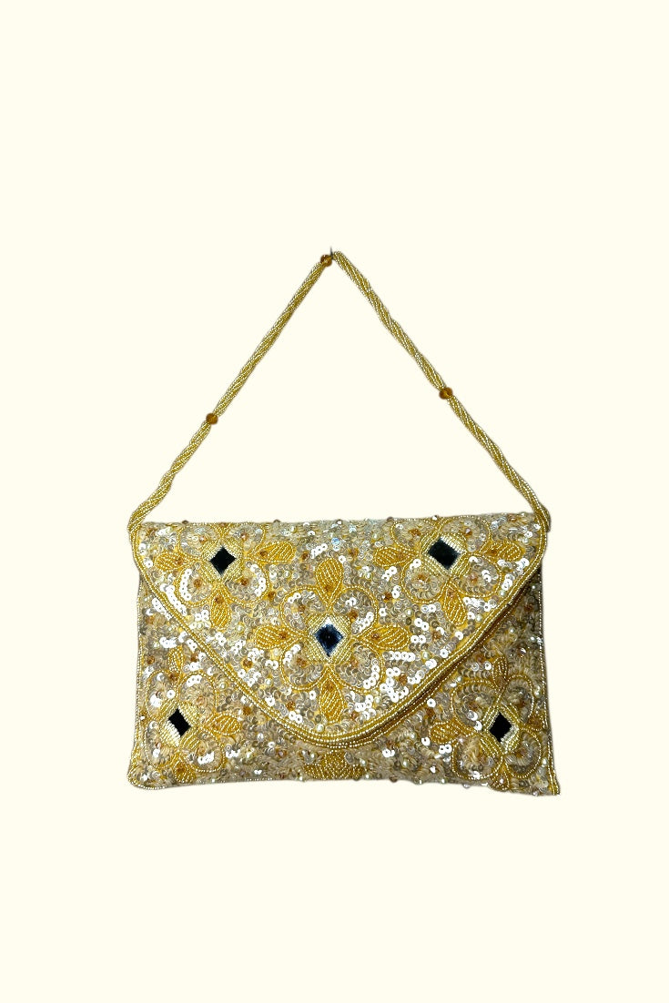 Women's Golden Mirror Embellished Clutch