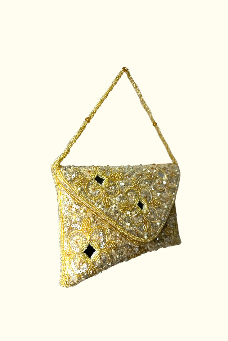 Women's Golden Mirror Embellished Clutch