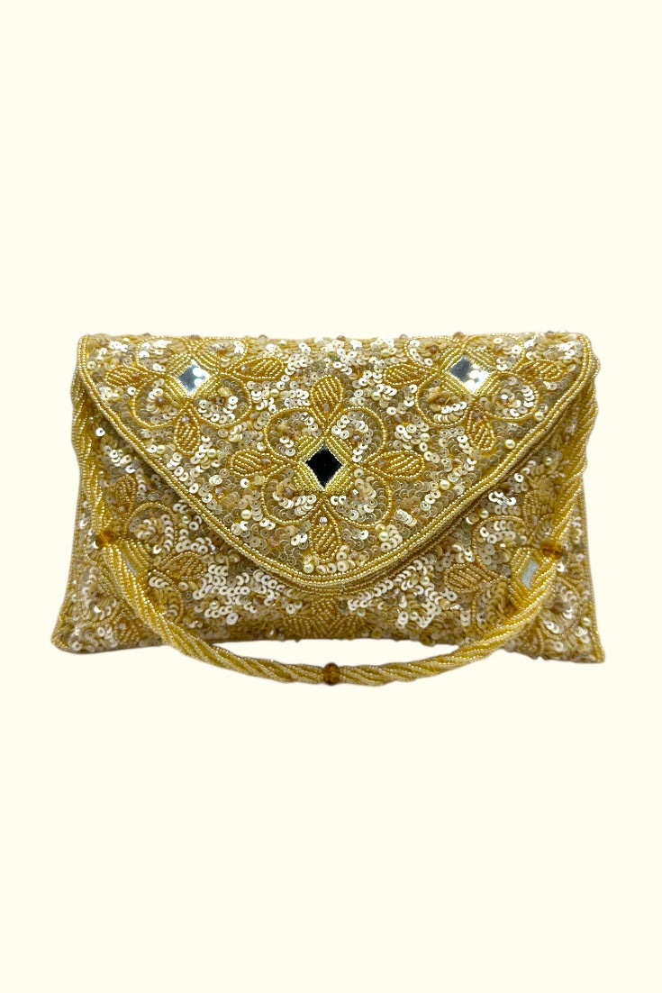Women's Golden Mirror Embellished Clutch