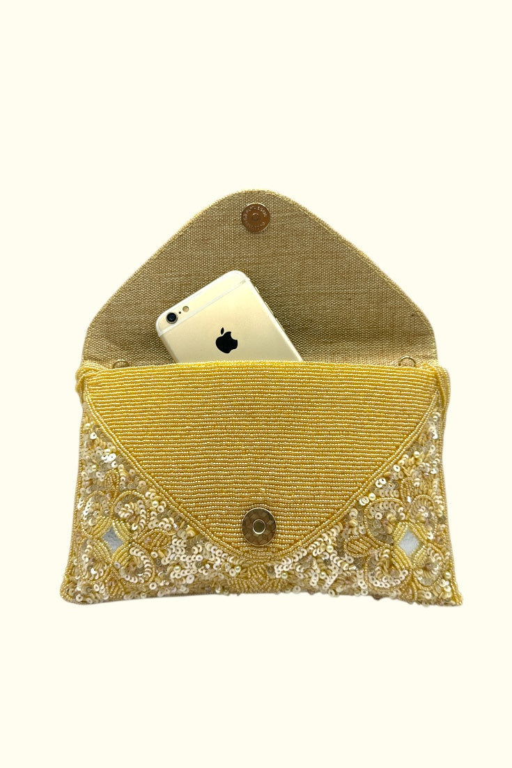 Women's Golden Mirror Embellished Clutch
