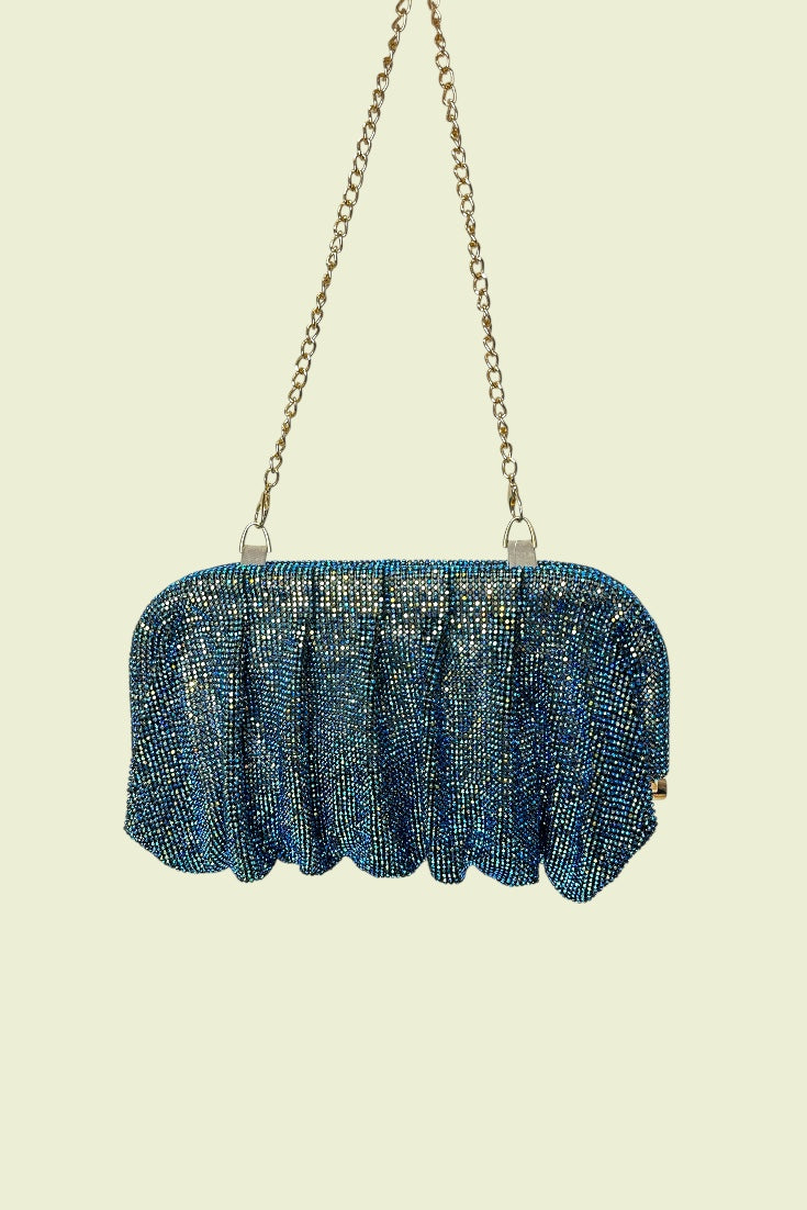 Alzic Women's Blue Aura Shimmer Clutch