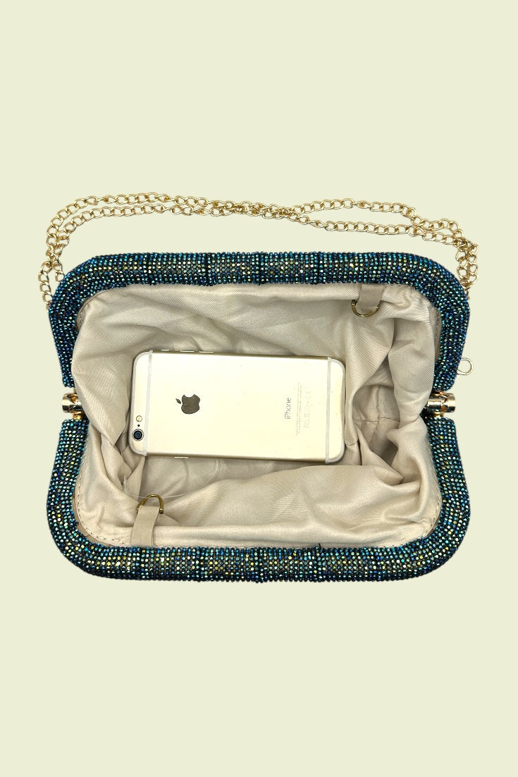 Alzic Women's Blue Aura Shimmer Clutch