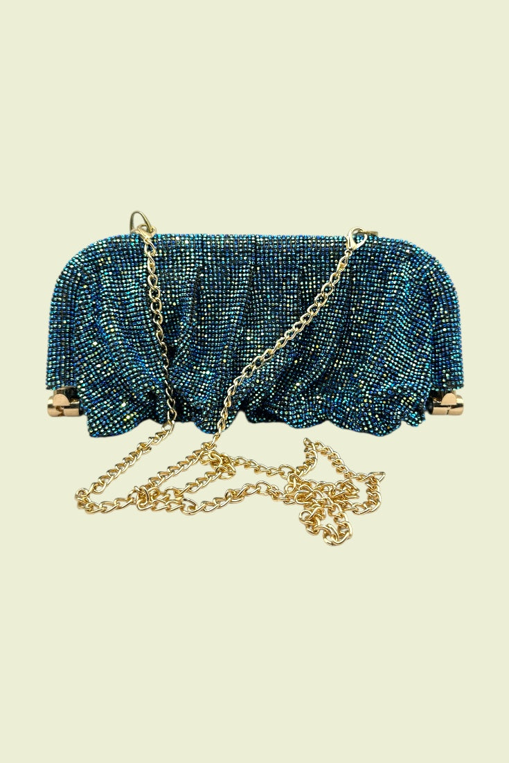 Alzic Women's Blue Aura Shimmer Clutch