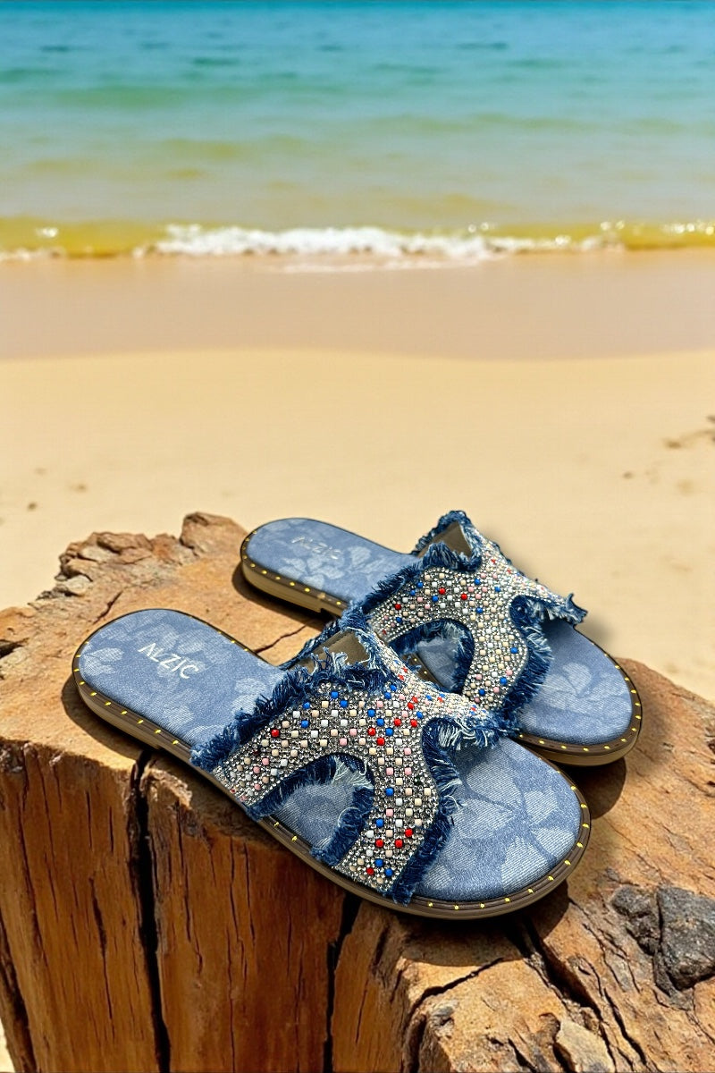 Alzic’s Womens Light Blue Denim Flats