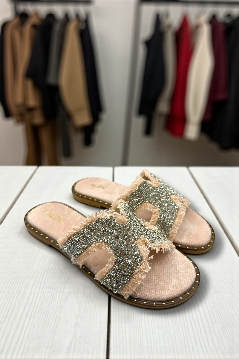 Aura Peach Denim Flats