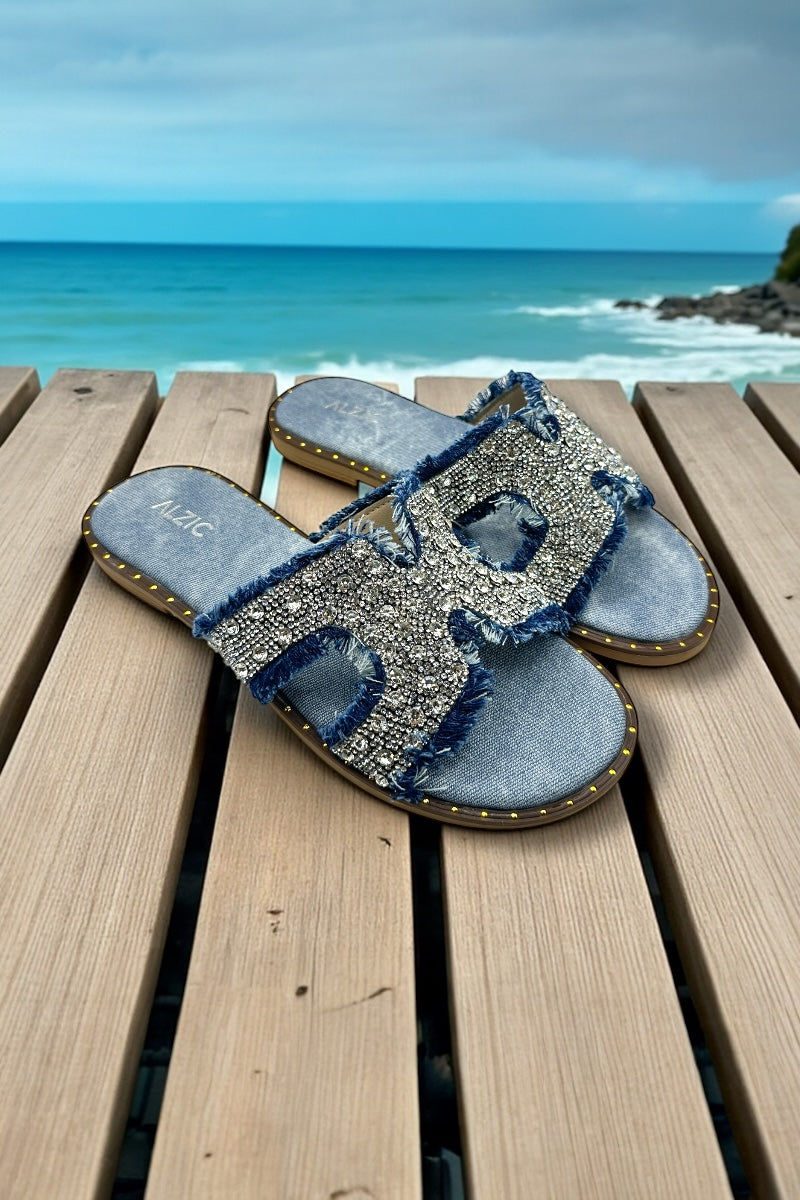 Aura Light Blue Denim Flats