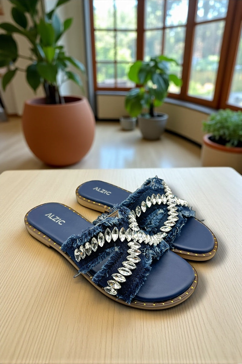 Crystal Cream Fringe Flats