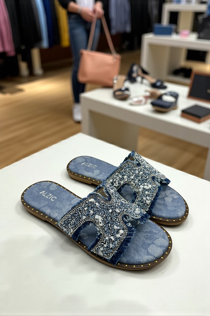 Midnight Glam Denim Flats