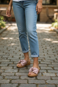 Bow Charm Pink Comfort Slides
