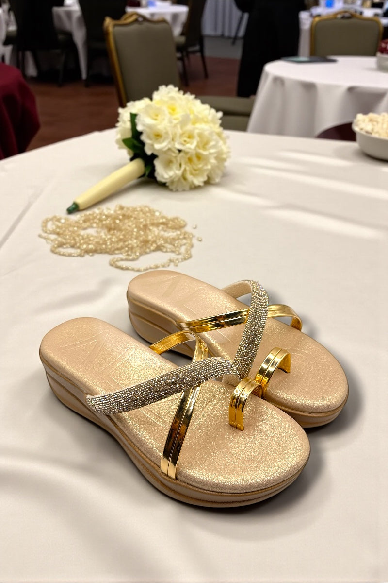 Rose Gold Luxe Crystal Slides