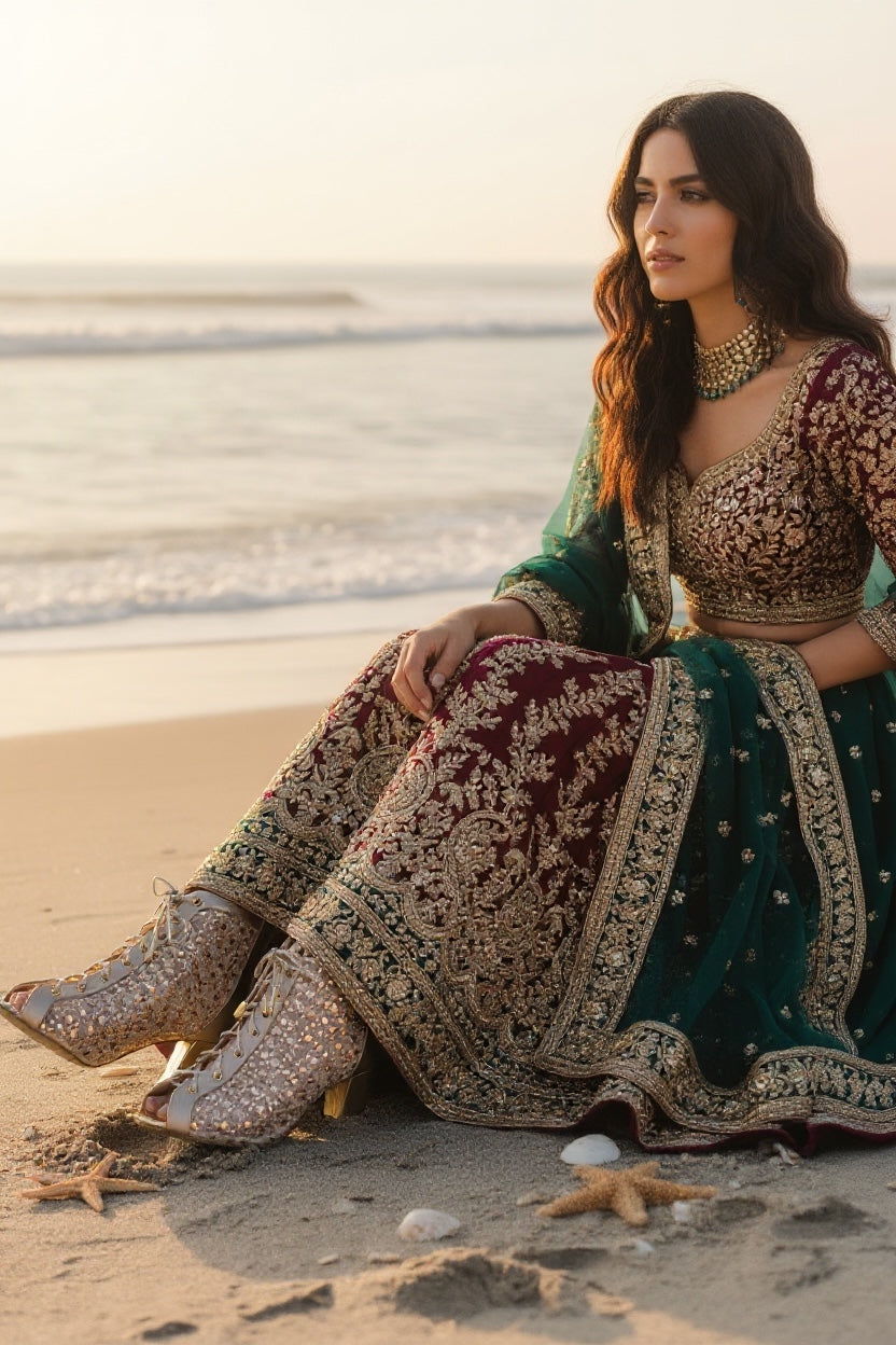 Luxe Mesh Rose Gold Lace-Up Block Heels