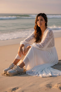 Crystal Burst Rose Gold Bridal Platform Sneakers