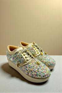 Crystal Burst Goldan Bridal Platform Sneakers