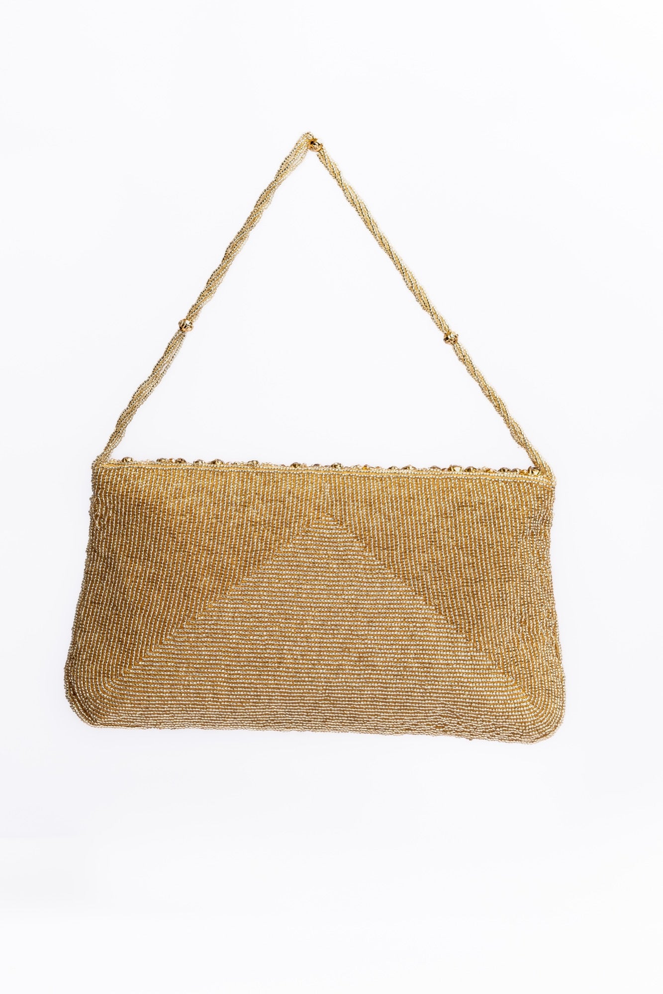 Elegant Gold Beaded Evening Clutch – Handcrafted Crystal Embellished Shoulder Bag